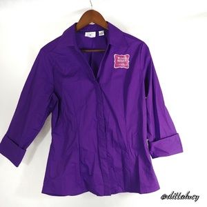 NWT Lee Riders Purple Button Up Work Top